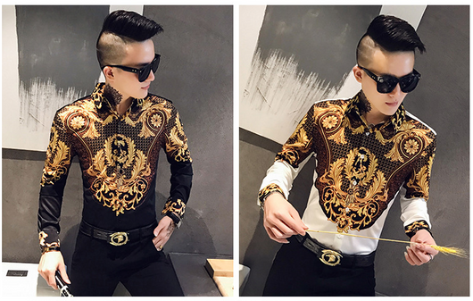 Camisa Casual Estampada de Manga Larga para Jóvenes