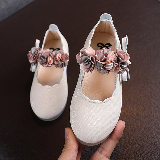 Zapatos de Cuero Floral Coreanos para Niñas - Bailarinas Princesa con Suela Suave y Cristales - Image 9