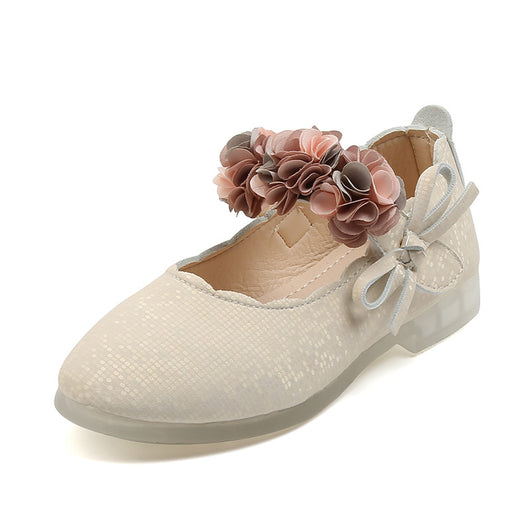 Zapatos de Cuero Floral Coreanos para Niñas - Bailarinas Princesa con Suela Suave y Cristales - Image 7