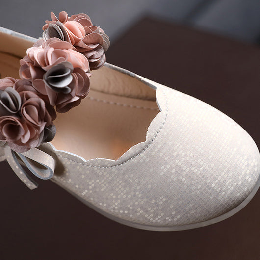 Zapatos de Cuero Floral Coreanos para Niñas - Bailarinas Princesa con Suela Suave y Cristales - Image 10