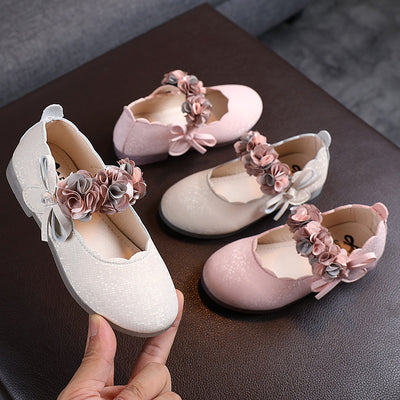 Zapatos de Cuero Floral Coreanos para Niñas - Bailarinas Princesa con Suela Suave y Cristales - Image 8