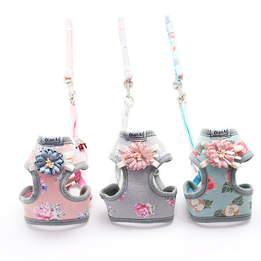 Arnés de Pecho Floral para Perro Verano con Correa - Image 4