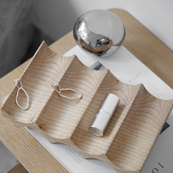 Bandeja Organizadora de Madera Nórdica con Diseño de Ola