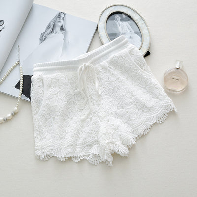 Light beige knitted halter top and fringed skirt swimsuit with sheer floral lace kimono cover-up. - Image 16