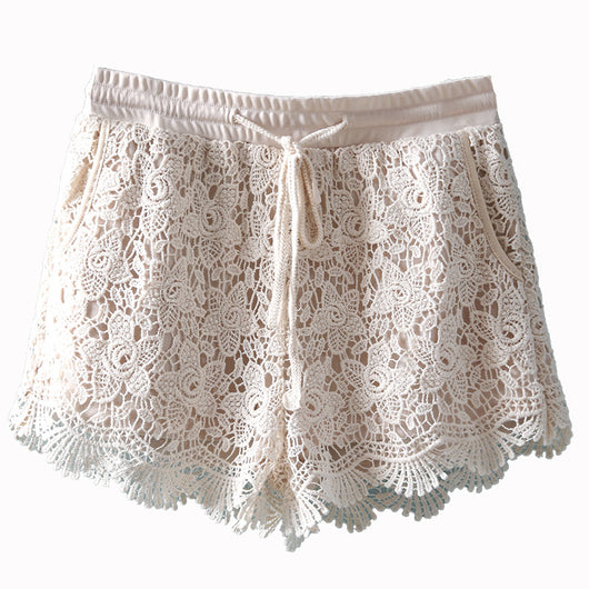Light beige knitted halter top and fringed skirt swimsuit with sheer floral lace kimono cover-up. - Image 18