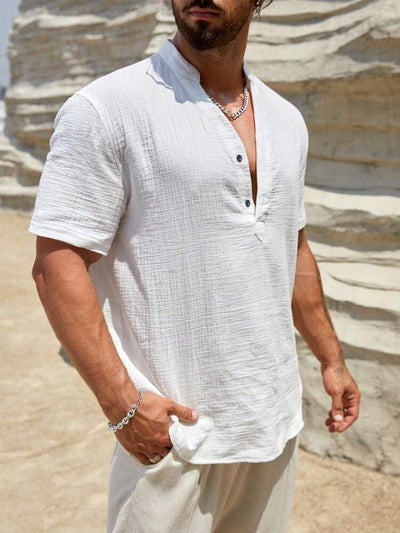 Camisa Casual de Manga Corta con Cuello Parado - Transpirable y Versátil - Image 22