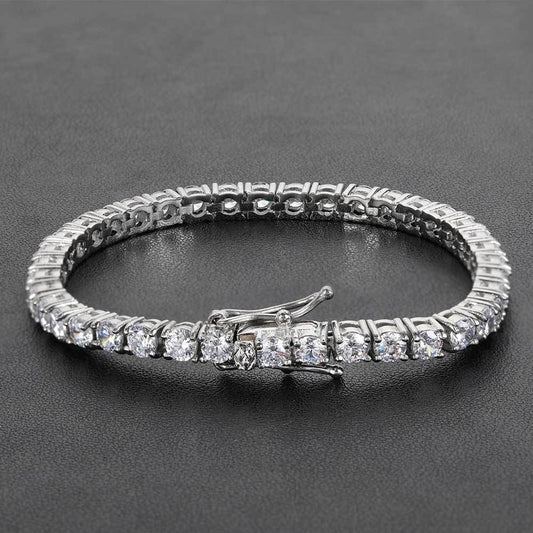 Pulsera Cadena de Tenis Hip-Hop Acero Inoxidable 4mm con Circonitas de Cobre