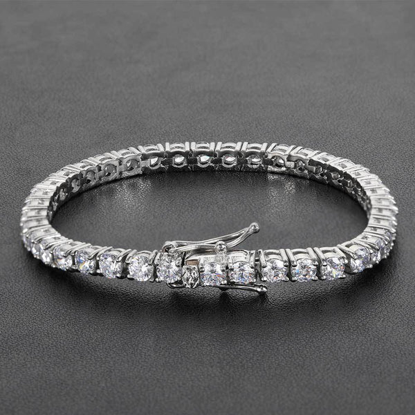 Pulsera Cadena de Tenis Hip-Hop Acero Inoxidable 4mm con Circonitas de Cobre