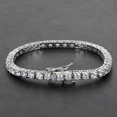 Pulsera Cadena de Tenis Hip-Hop Acero Inoxidable 4mm con Circonitas de Cobre