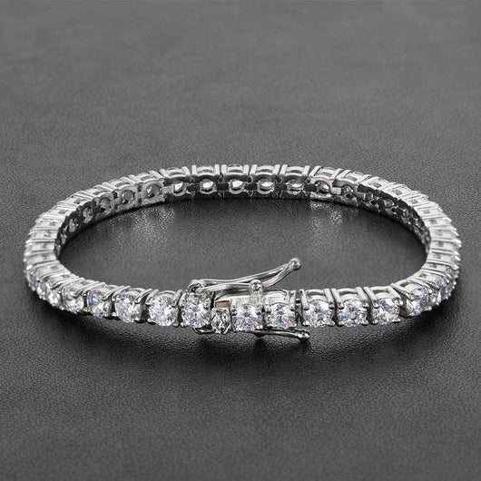 Pulsera Cadena de Tenis Hip-Hop Acero Inoxidable 4mm con Circonitas de Cobre