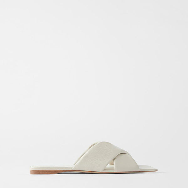 Sandalias Planas Acolchadas en Piel de Becerro Nude - Image 3