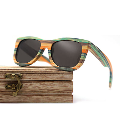 Gafas de Sol Retro de Bambú y Madera con Lentes Polarizadas