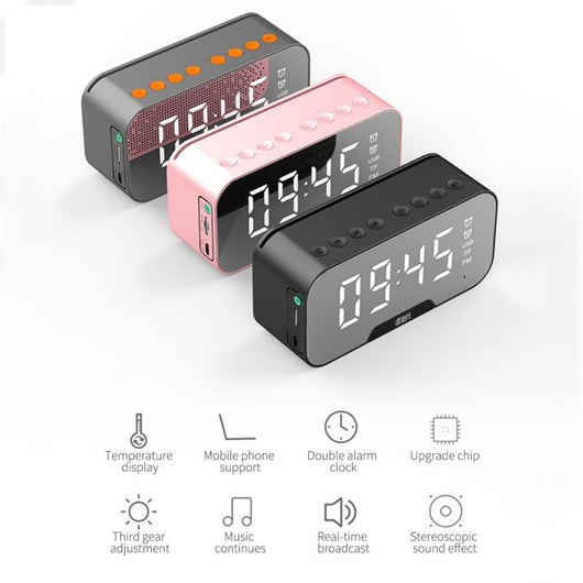 Altavoz Bluetooth Portátil 2 en 1 con Reloj Despertador y Subwoofer - Image 10