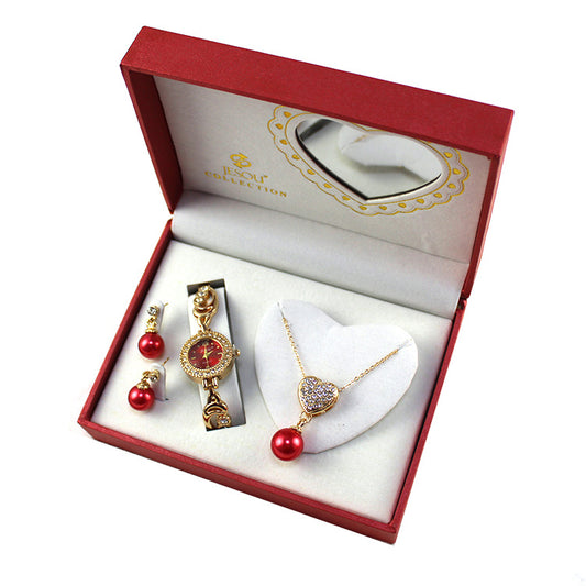 Conjunto de Joyería para Mujer: Reloj, Collar y Aretes