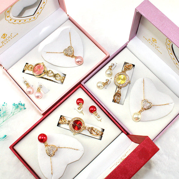 Conjunto de Joyería para Mujer: Reloj, Collar y Aretes