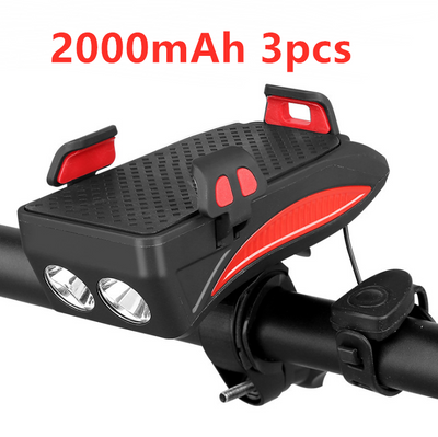 Soporte Multifuncional para Celular en Bicicleta con Cargador, Luz LED y Timbre - Image 3