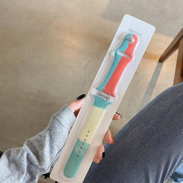 Correa Deportiva Apple Watch con Contraste de Colores en Silicona