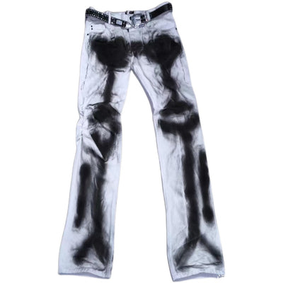 Pantalones Vaqueros Hip Hop con Diseño Esqueleto Spray - Image 9