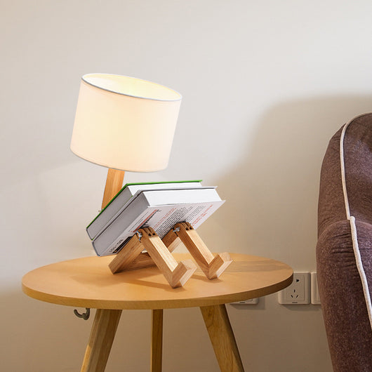 Lámpara de Mesa Nórdica de Madera y Tela – Diseño Moderno Minimalista - Image 6