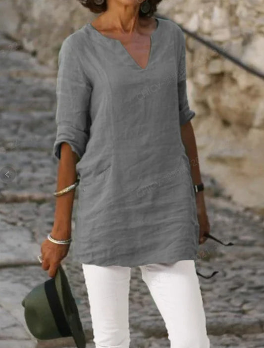 Falda Corta Slim con Cuello V y Manga Media - Colección Verano