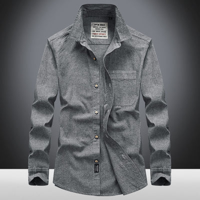 Camisa Casual de Solapa Manga Larga Color Sólido para Hombre - Image 10