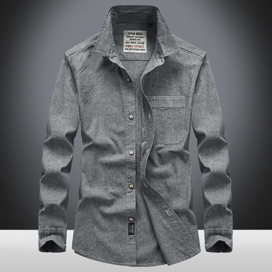 Camisa Casual de Solapa Manga Larga Color Sólido para Hombre - Image 10