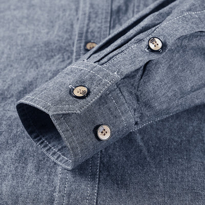 Camisa Casual de Solapa Manga Larga Color Sólido para Hombre - Image 9