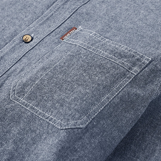 Camisa Casual de Solapa Manga Larga Color Sólido para Hombre - Image 11