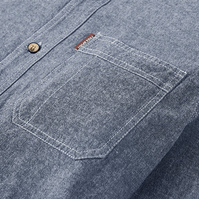 Camisa Casual de Solapa Manga Larga Color Sólido para Hombre - Image 4