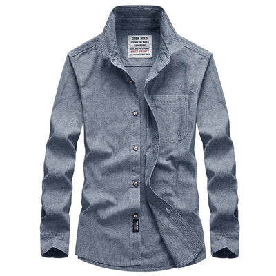 Camisa Casual de Solapa Manga Larga Color Sólido para Hombre - Image 5