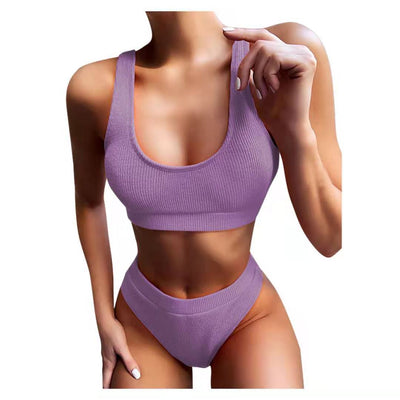 Bikini Tejido de Cintura Alta para Mujer - Traje de Baño Elegante Dos Piezas - Image 8