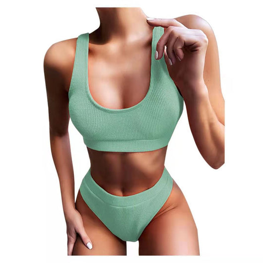 Bikini Tejido de Cintura Alta para Mujer - Traje de Baño Elegante Dos Piezas - Image 7