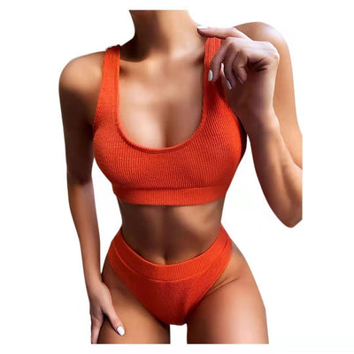 Bikini Tejido de Cintura Alta para Mujer - Traje de Baño Elegante Dos Piezas - Image 9