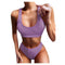 Bikini Tejido de Cintura Alta para Mujer - Traje de Baño Elegante Dos Piezas