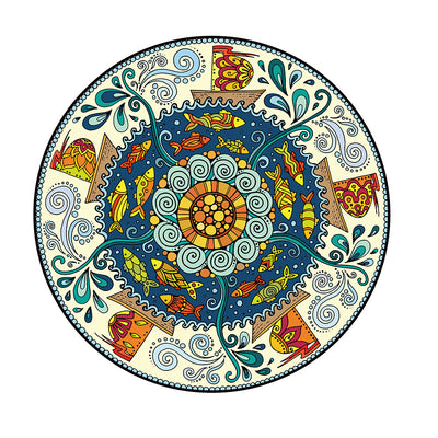 Tapete Circular Étnico Datura Multicolor - Terciopelo Terry para Dormitorio y Sala - Image 6