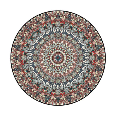 Tapete Circular Étnico Datura Multicolor - Terciopelo Terry para Dormitorio y Sala - Image 8