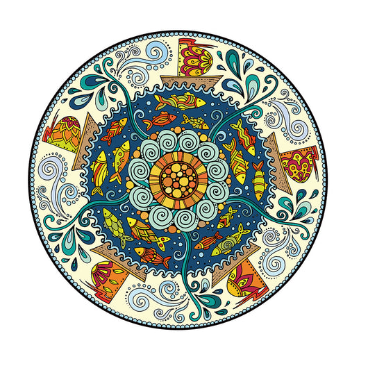 Tapete Circular Étnico Datura Multicolor - Terciopelo Terry para Dormitorio y Sala - Image 3