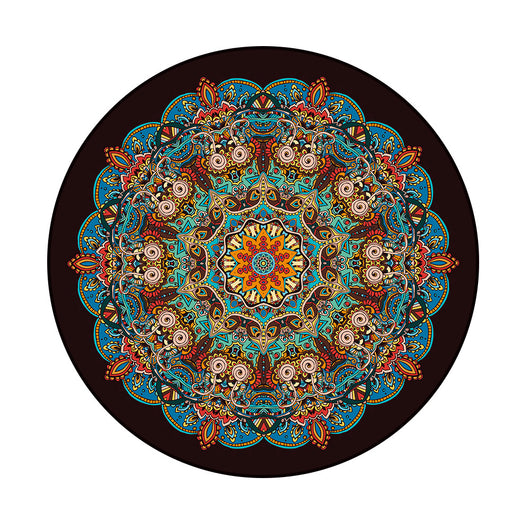 Tapete Circular Étnico Datura Multicolor - Terciopelo Terry para Dormitorio y Sala - Image 5