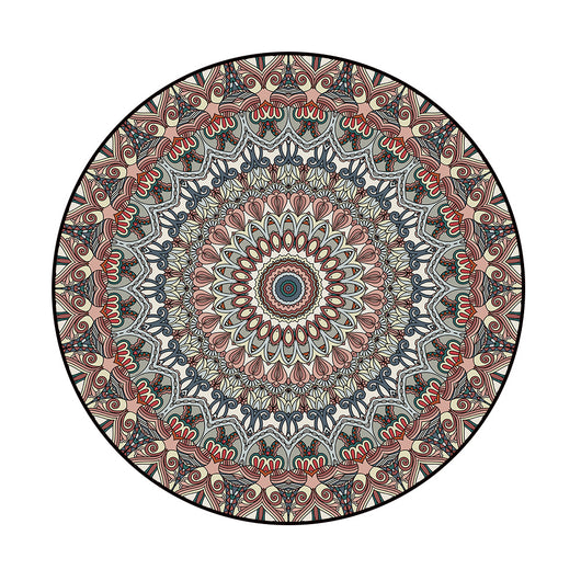 Tapete Circular Étnico Datura Multicolor - Terciopelo Terry para Dormitorio y Sala - Image 4