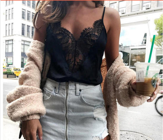 Blusa Elegante sin Mangas Espalda Descubierta Encaje Pestañas - Image 7