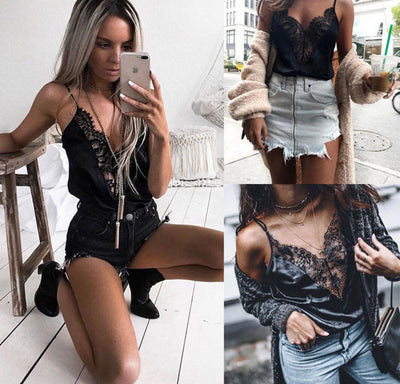 Blusa Elegante sin Mangas Espalda Descubierta Encaje Pestañas - Image 3