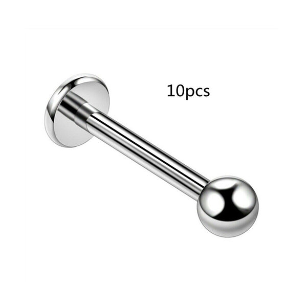 Pack 10 Piercing Labret Acero Inoxidable Hipoalergénico