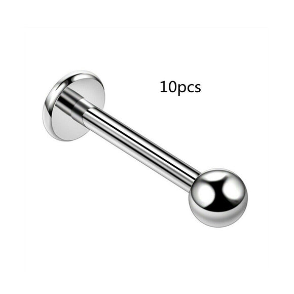 Pack 10 Piercing Labret Acero Inoxidable Hipoalergénico