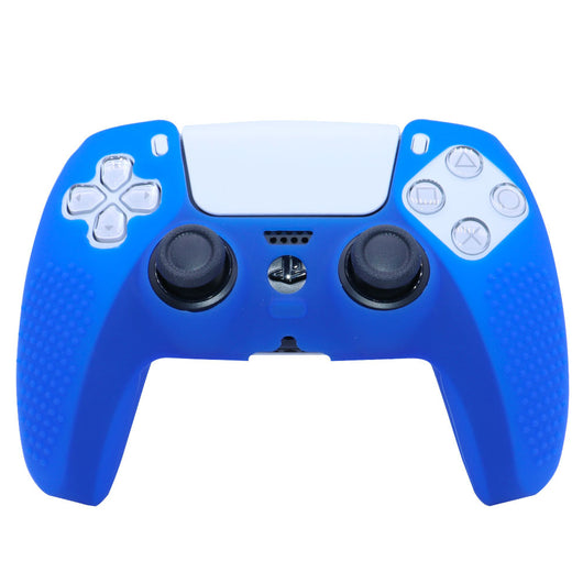 Pink silicone protective cover for PS5 gamepad with textured grips and skull and crossbones thumbstick cap. - Image 15