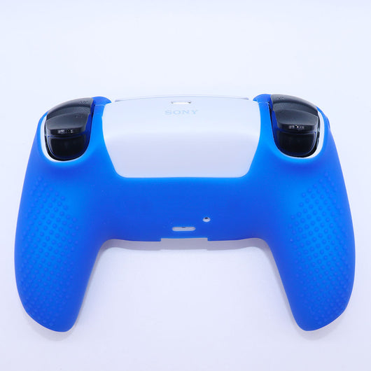 Pink silicone protective cover for PS5 gamepad with textured grips and skull and crossbones thumbstick cap. - Image 17