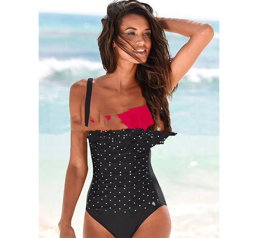 Traje de Baño Enterizo Plus Size Polk Dot Europeo