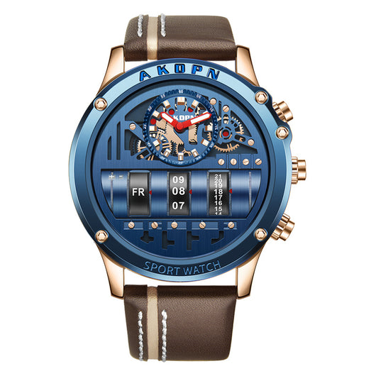Reloj de Pulsera para Hombre Cuero Negro Diseño Creativo Plateado - Image 9