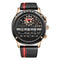 Men's Wristwatch Black Leather Creative Design Silver
