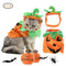 Disfraz de Gato Halloween con Decoración de Calabaza y Hojas Verdes