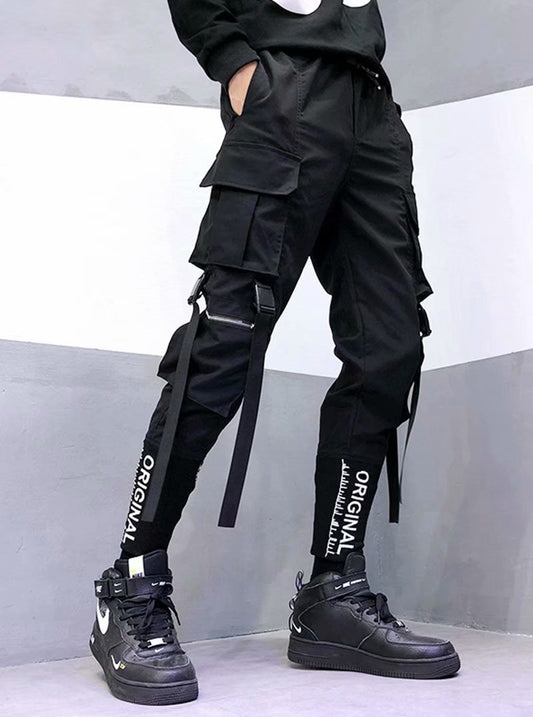 Pantalones Cargo Paracaidista Hip Hop Funcionales con Bolsillos Múltiples